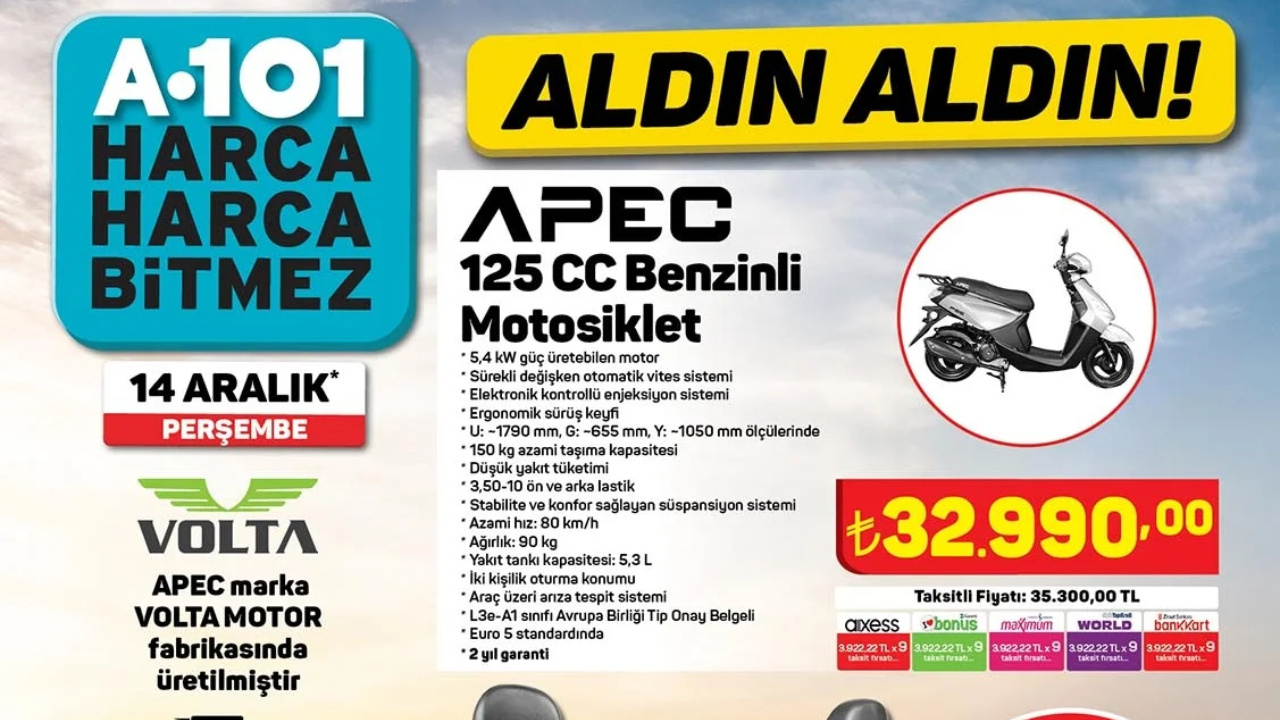 A101 artık de uygun fiyatlı motosiklet satıyor!